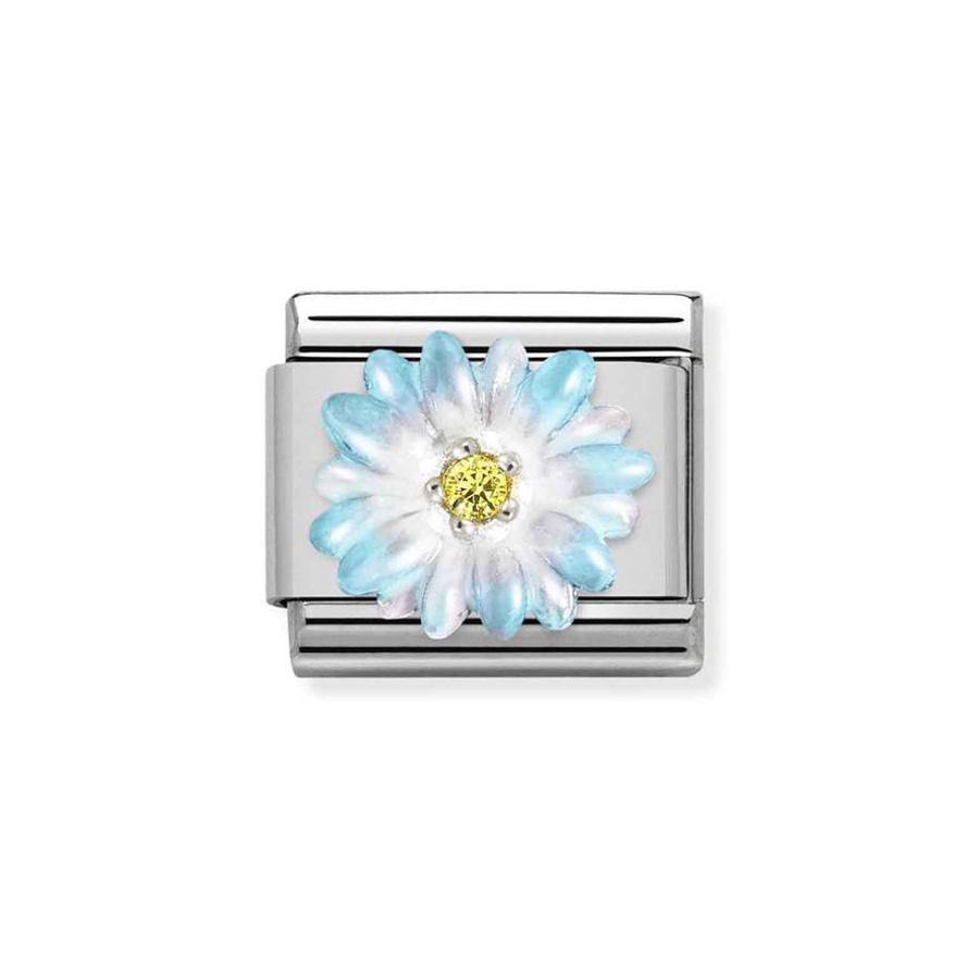 Composable Silver Niebieski kwiat z żółtą cyrkonią 330321/06