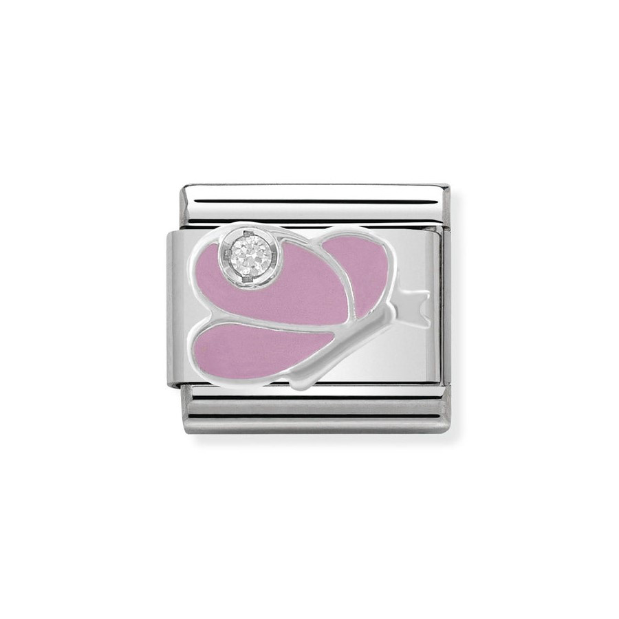 Composable Silver Różowy motyl z cyrkonią 330305/07
