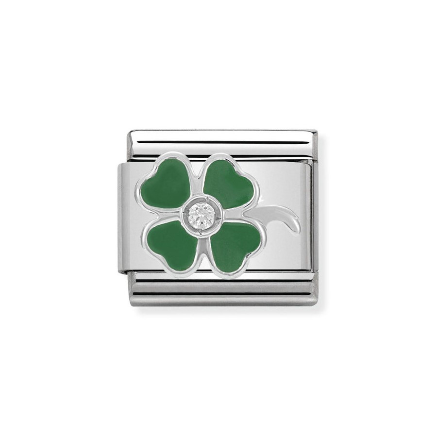 Composable Silver Zielona koniczynka z cyrkonią 330305/13