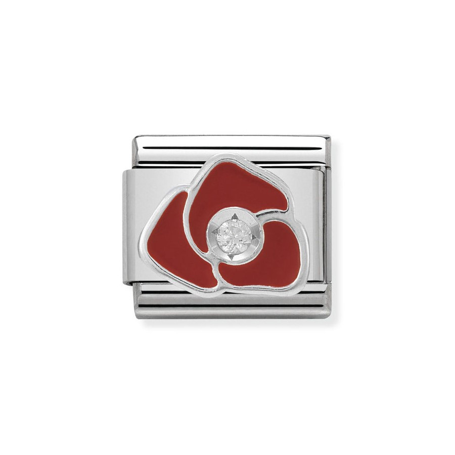 Composable Silver Czerwona róża z cyrkonią 330305/05