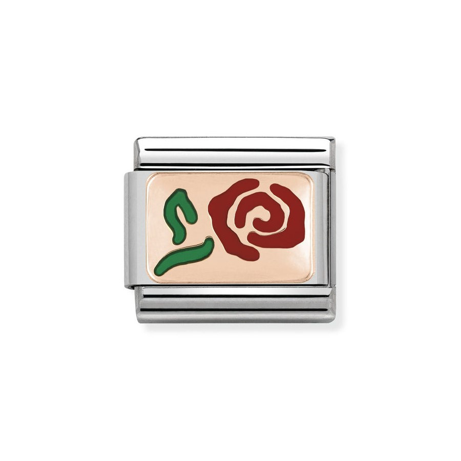 Composable Rose Gold róża z czerwoną emalią 430201/10