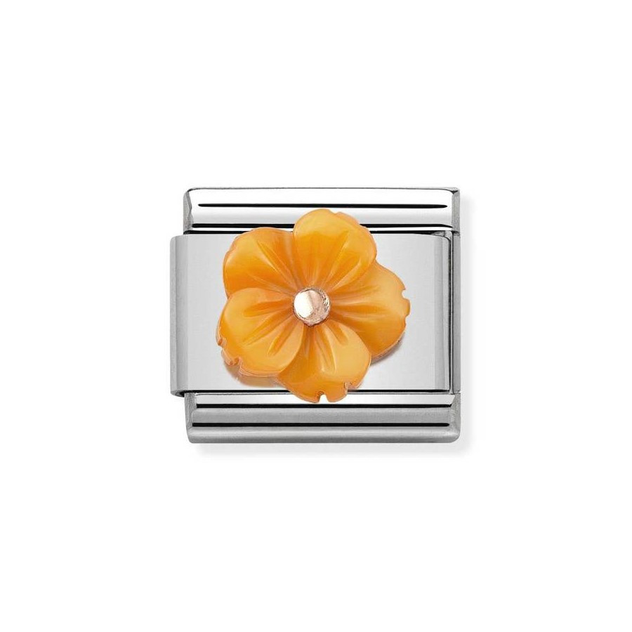 Composable Rose Gold Pomarańczowy kwiat masa perłowa 430510/05