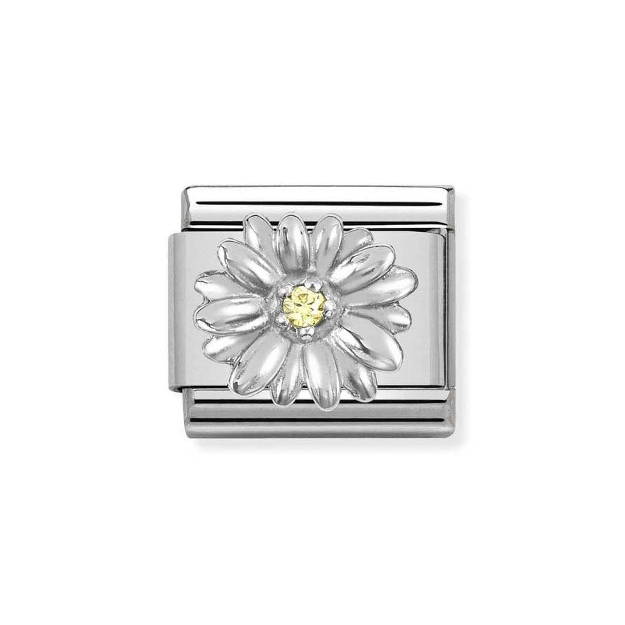Composable Silver Kwiat stokrotka żółta cyrkonia 330311/13