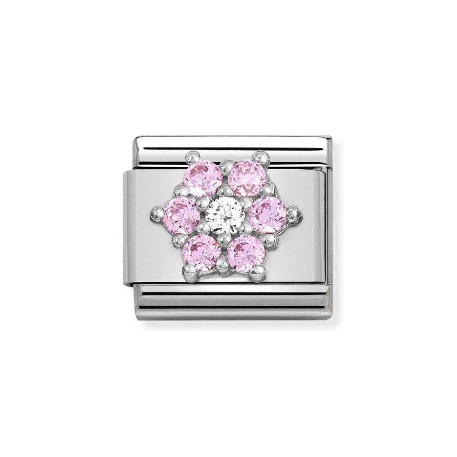 Composable Silver Kwiat różowa cyrkonia 330322/03