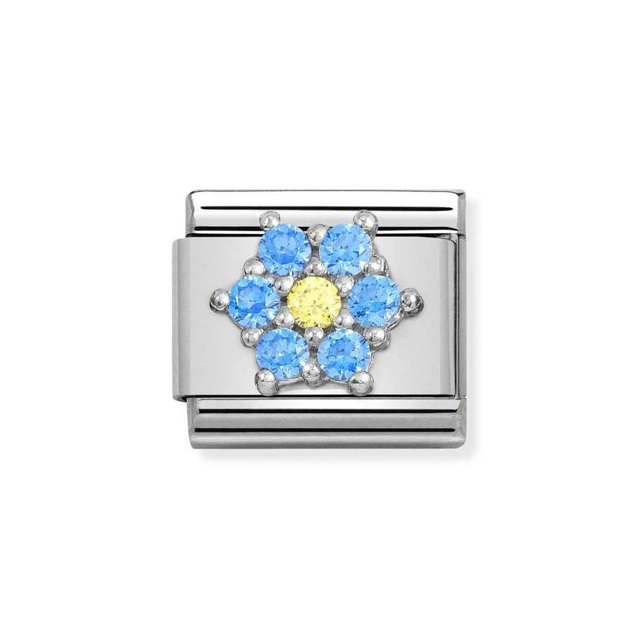 Composable Silver Kwiat niebieskie cyrkonia 330322/04