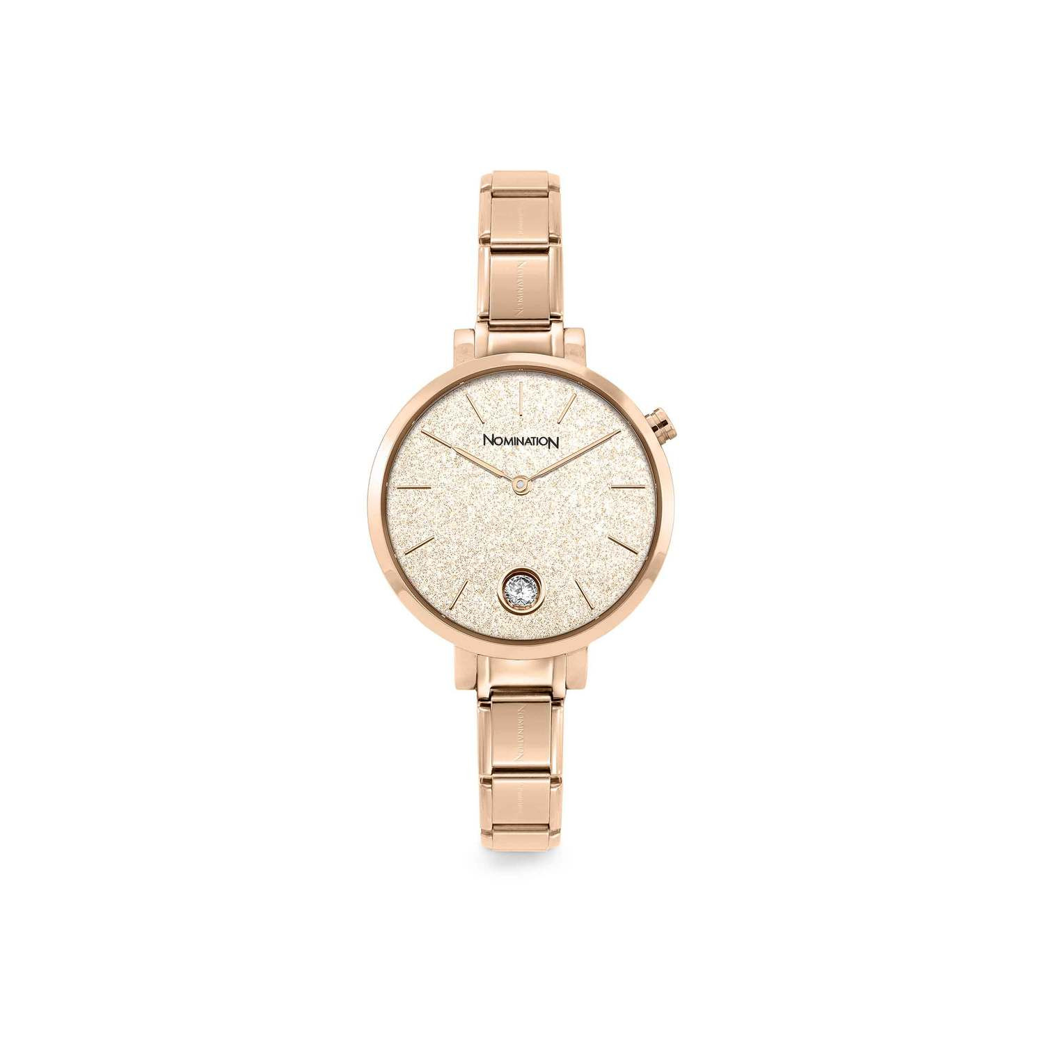 Zegarek Composable Time Paris Różowy Brokat 076034/025