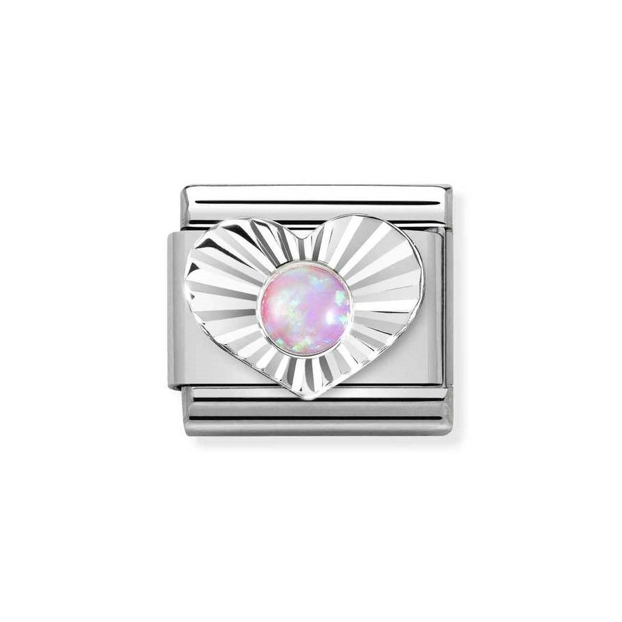Composable Silver Różowy Opal w Sercu 330508/38