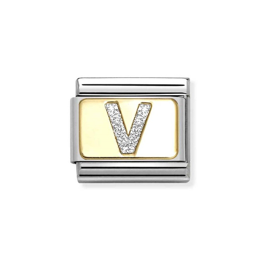 Nomination Composable Gold 18K brokatowa litera "V" 030291/22
