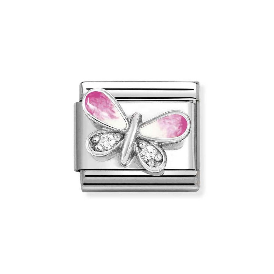 Nomination Composable Silver Różowy motyl z białymi cyrkoniami 330321/09