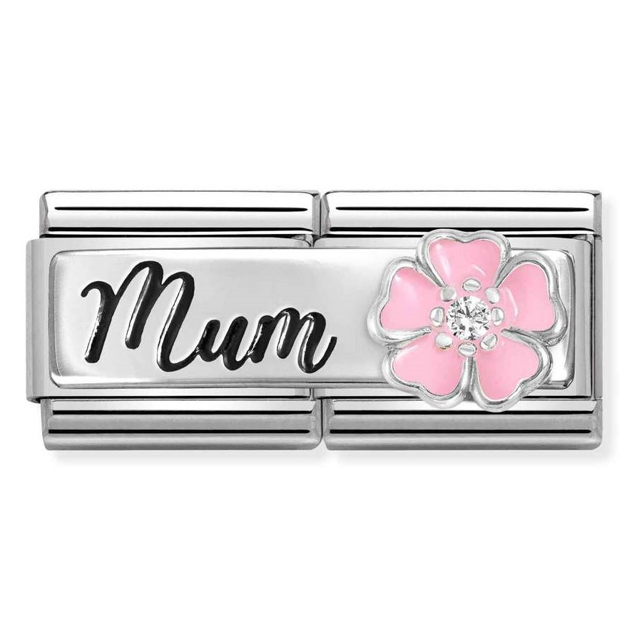 Nomination Composable Silver Mama z różowym kwiatem 330734/18
