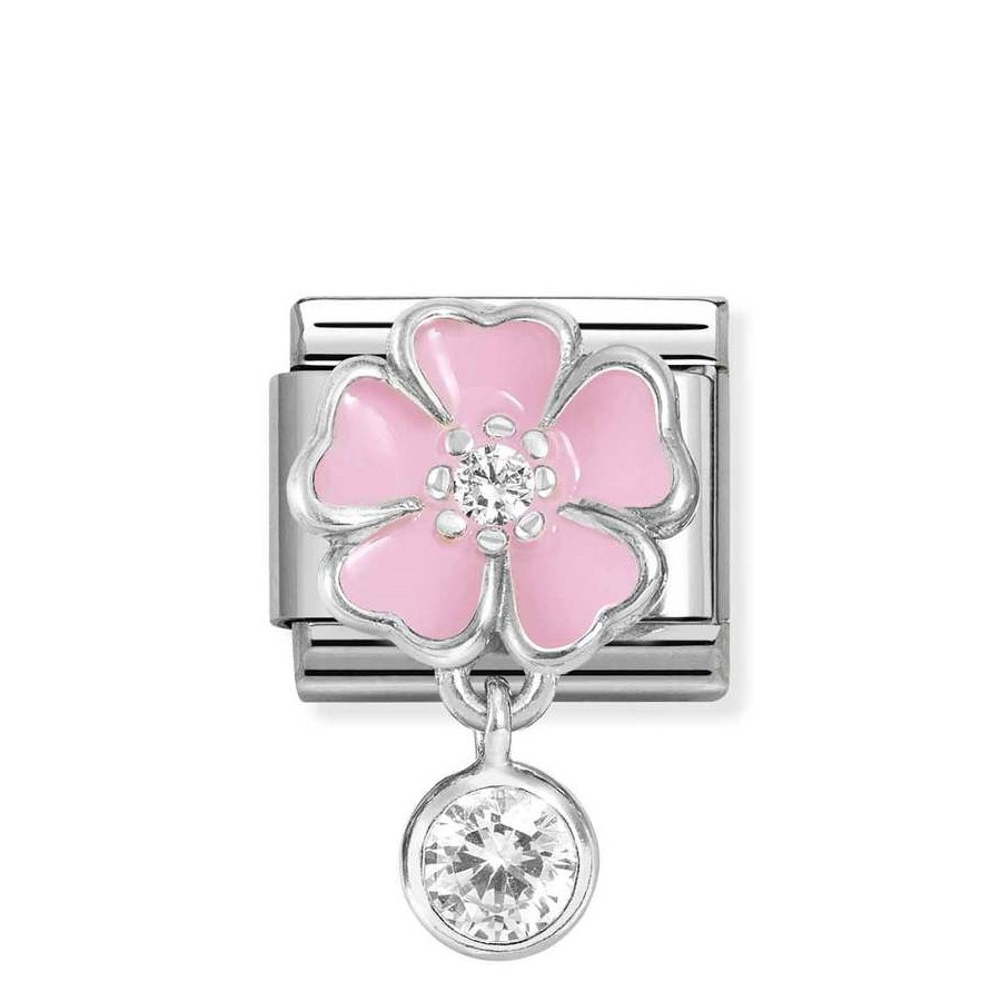 Nomination Composable Silver Różowy kwiat z cyrkonią 331814/03