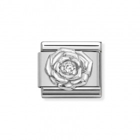 Composable Silver Kwiat róża biała cyrkonia 330311/12