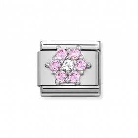 Composable Silver Kwiat różowa cyrkonia 330322/03