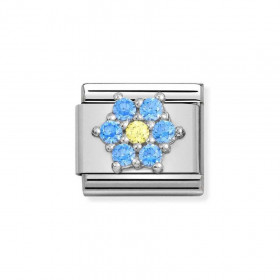 Composable Silver Kwiat niebieskie cyrkonia 330322/04