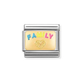 Composable Gold 18K Napis "Rodzina" z diamentowanym sercem 030284/57