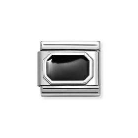Nomination Composable Silver Ośmiokąt z czarną emalią 330206/34