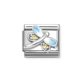 Nomination Composable Silver Ważka z niebieską emalią i żółtymi cyrkoniami 330321/10