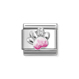 Nomination Composable Silver Łapa z różową emalią i białą cyrkonią 330321/13