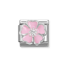 Nomination Composable Silver Kwiat z różową emalią i białą cyrkonią 330321/14
