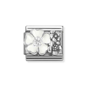 Nomination Composable Silver Kwiaty z białą emalią i cyrkonią 330325/01