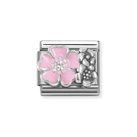 Nomination Composable Silver Kwiaty z różową emalią i cyrkonią 330325/02