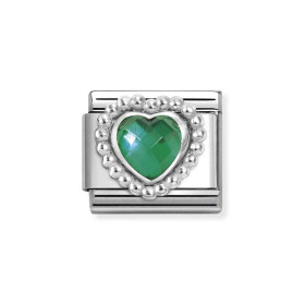 Nomination Composable Silver Zielony szklany kryształ 330605/004