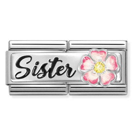 Nomination Composable Silver Siostra z różowym kwiatem 330734/15
