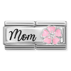 Nomination Composable Silver Mama z różowym kwiatem 330734/20