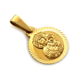 Zawieszka złota frezowany medalik z Matką Boską ZA6759
