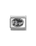 Nomination Composable Silver Matowy czarny obsydian 330510/44