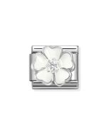 Nomination Composable Silver Kwiat z białą emalią i białą cyrkonią 330321/15
