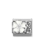 Nomination Composable Silver Kwiaty z białą emalią i cyrkonią 330325/01