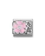 Nomination Composable Silver Kwiaty z różową emalią i cyrkonią 330325/02