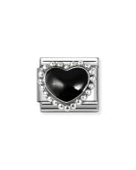 Nomination Composable Silver czarne serce 330204/38