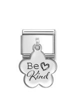 Nomination Composable Silver kwiat z napisem "Be Kind" (Bądź uprzejm/miły) 331811/12