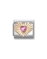 Nomination Composable Rose Gold 9K diamentowe serce z różową cyrkonią 430610/003