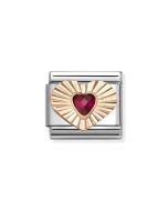 Nomination Composable Rose Gold 9K diamentowe serce z czerwoną cyrkonią 430610/005