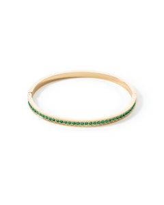 Bransoletka bangle Coeur de Lion złota z zielonymi cyrkoniami 0127/33-0549