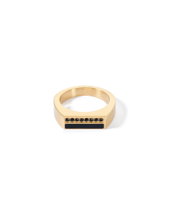 Pierścionek Coeur de Lion czarno-złoty 0133/40-1316