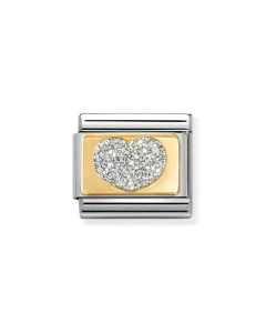 Nomination Composable Gold 18K serce z brokatową emalią 030224/09