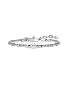 Bransoletka Nomination Italy Bold Steel z białą perłą w kolorze srebrnym 133200/013