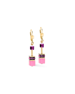 Kolczyki Coeur de Lion GeoCUBE® Iconic pink-lilac w kolorze złotym 2838/20-1927