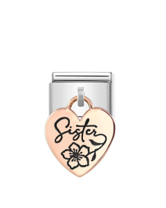 Composable Rose Gold 9K Serce z napisem Sister (Siostra) 431803/05