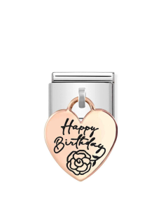 Composable Rose Gold 9K Serce z napisem Happy Birthday 431803/06