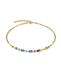 Naszyjnik Coeur de Lion Mini Cubes multicolor rainbow gold 4565/10-1516