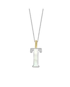 Zawieszka srebrna pozłacana litera T masa perłowa TI SENTO 6840MW_T