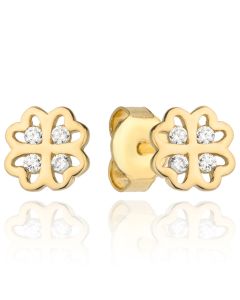 Kolczyki złote Koniczynki z cyrkoniami pr. 585 K00795GS