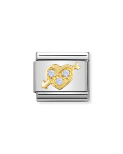 Nomination Composable Gold 18K serce ze strzałą i niebieskimi cyrkoniami 030311/05