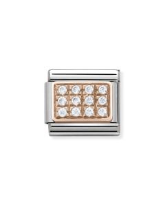 Composable Rose Gold prostokąt z białymi cyrkoniami 430301/01