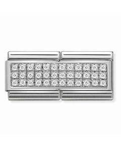 Composable Double Silver Białe pave 330733/01